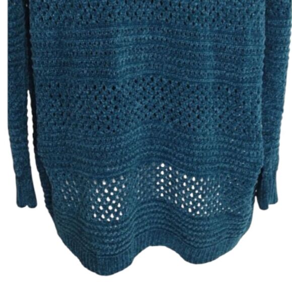 Lane Bryant Teal Metallic Long Sleeve Open Knit Cardigan Plussize 14/ 16 - Picture 15 of 16